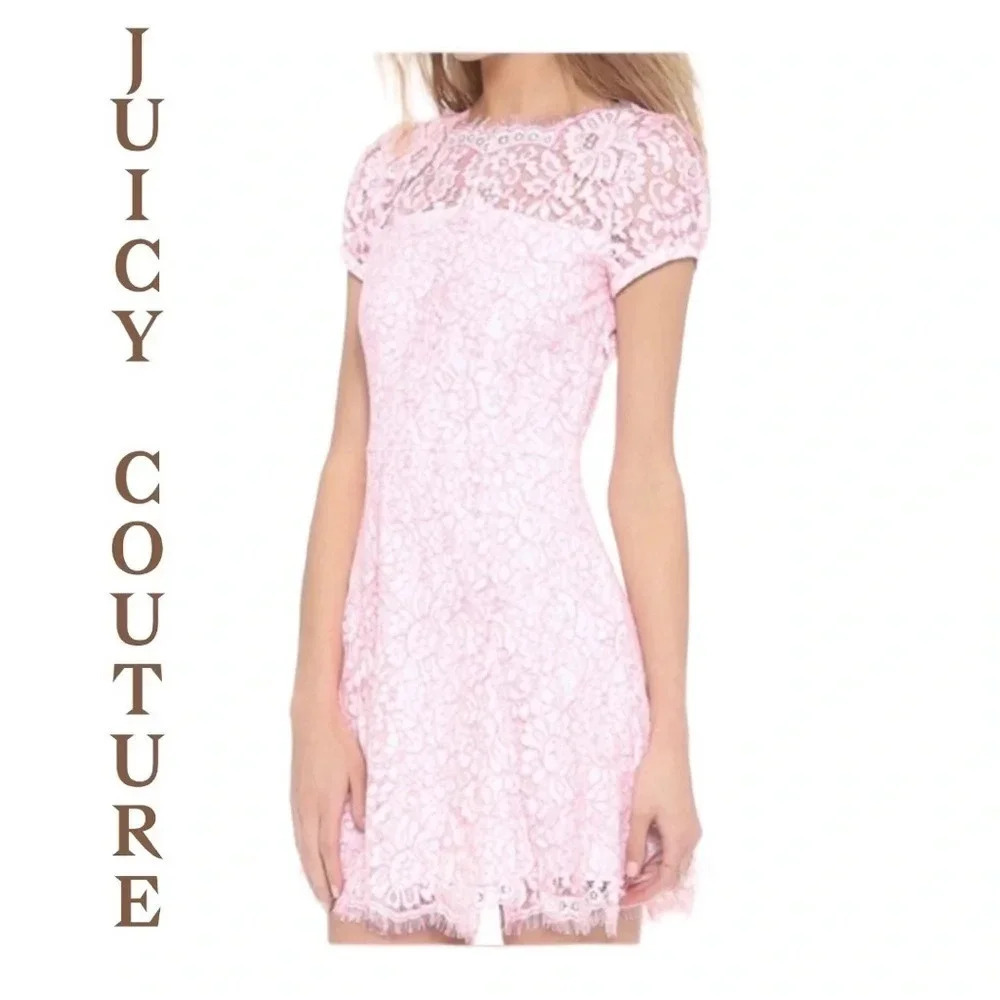Juicy Couture White‎ + Pink Lace Mini Dress Size 4